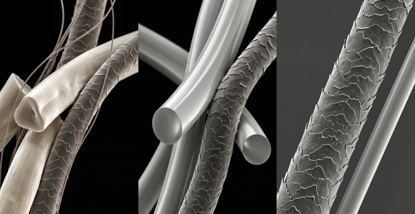 Vue macro des fibres de soie et de satin montrant leur texture différente